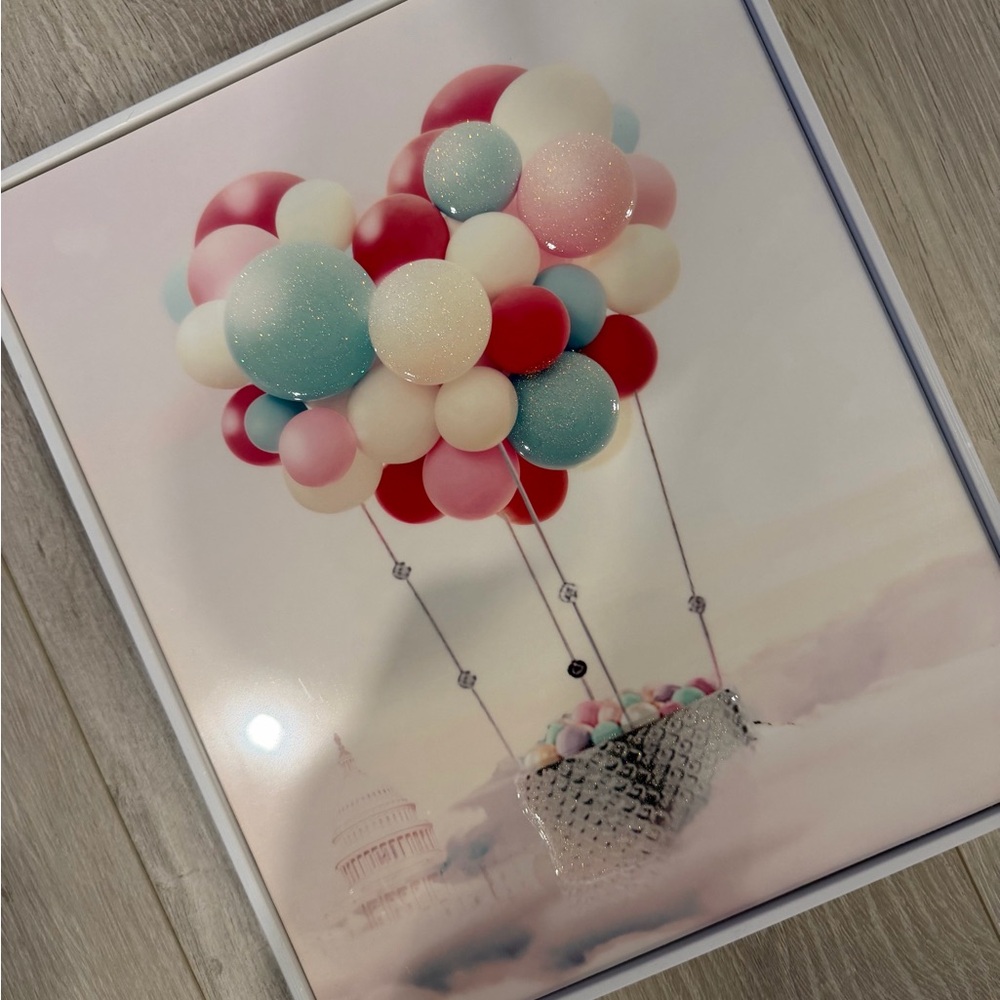 FABULOUS WHIMSICAL FRAMED HOT AIR BALLOON PICTURE
DECOR FUN - corforful pix!